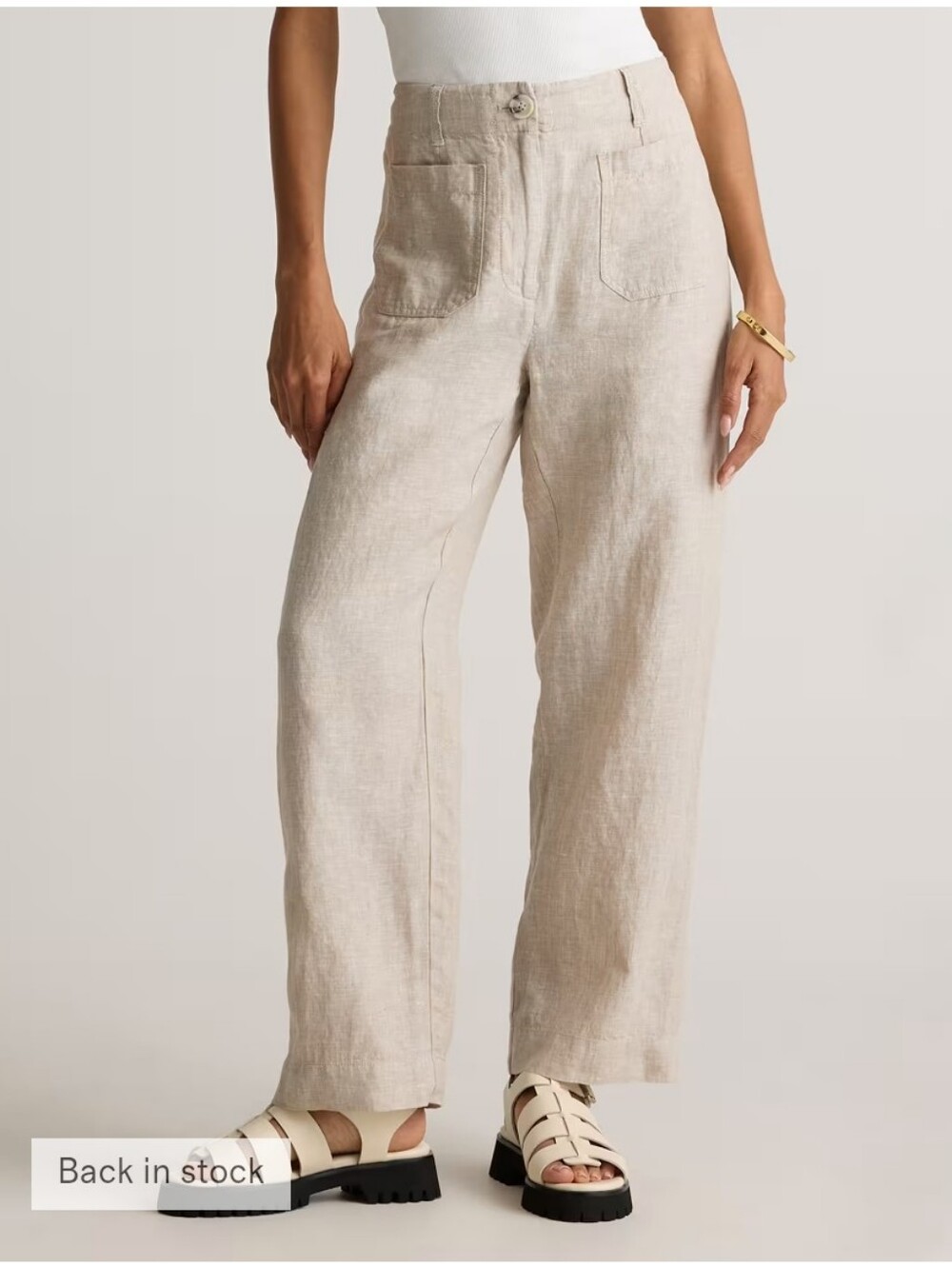 Quince 100% European Linen Patch Pocket Wide Leg Pants